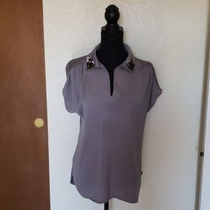 Banana Republic notch neck jewel collared top